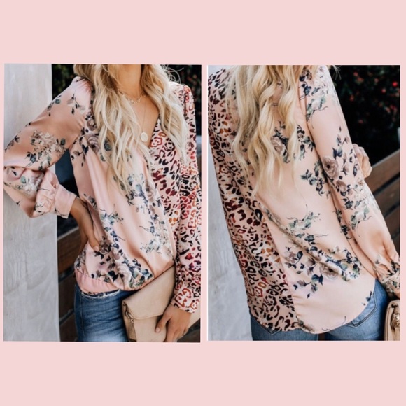β¨πHPπβ οΈ1 LEFT: XLβ¨Pink Mixed Print Drape Blouse - Picture 2 of 6